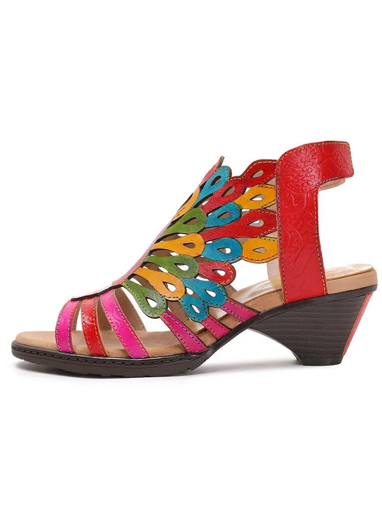 Paloma Peacock Leather Sandals