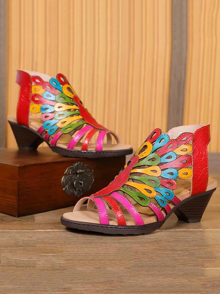 Paloma Peacock Leather Sandals