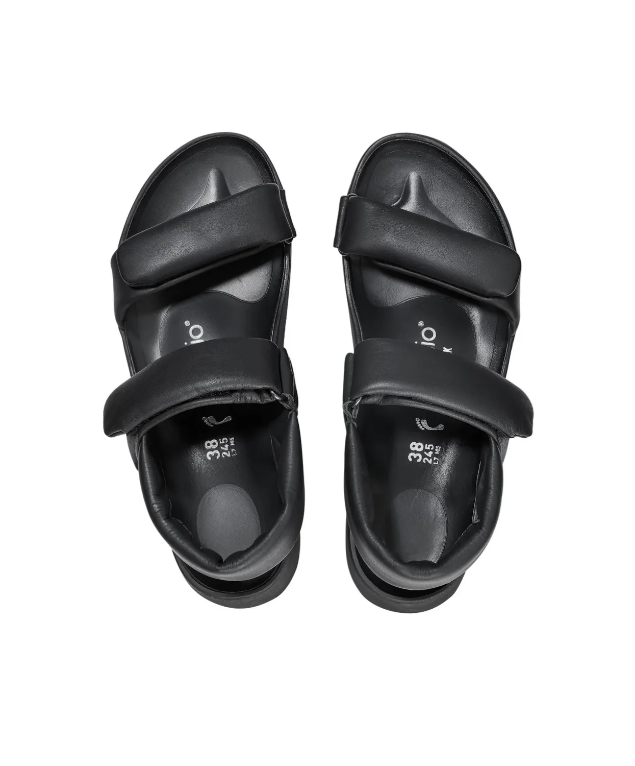 Papillio Theda Exquisite Smooth Leather Black Platform Wedge Sandals