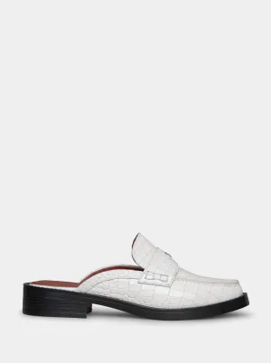 PEPE CRACED WHITE CROCO SLIPPERS
