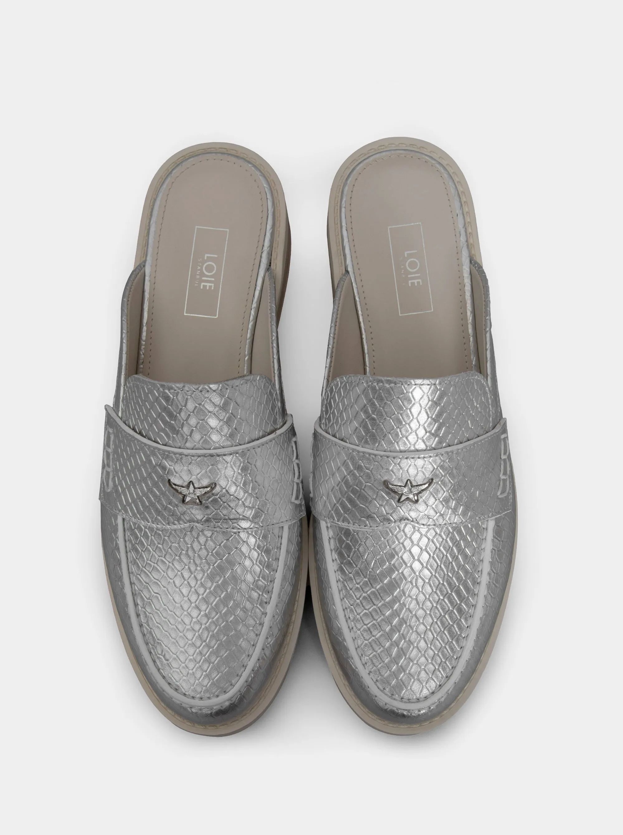 PEPE METALLIC LEATHER SLIPPERS