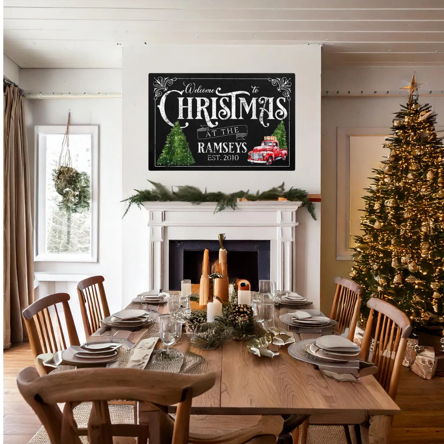 Personalized Christmas Canvas Wall Art – "Welcome to Christmas at the [Your Family Name]