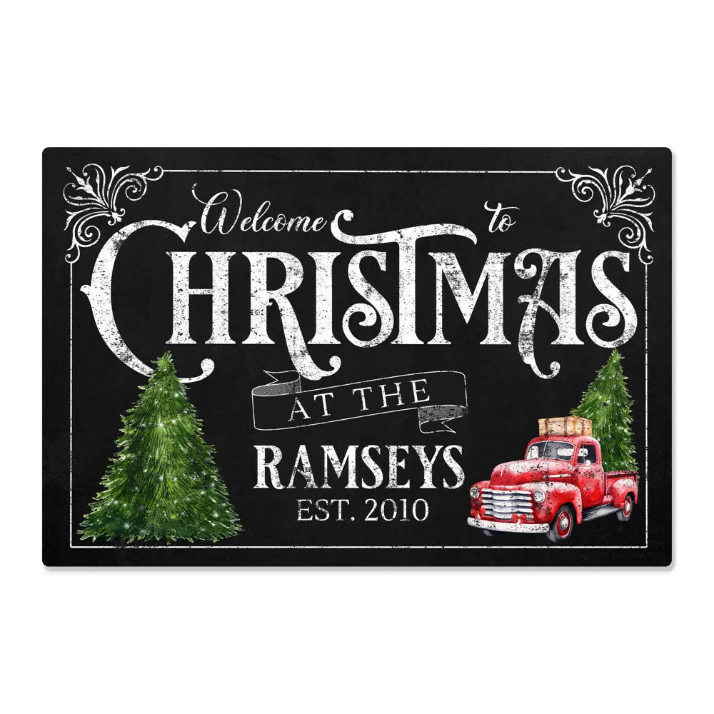Personalized Christmas Canvas Wall Art – "Welcome to Christmas at the [Your Family Name]