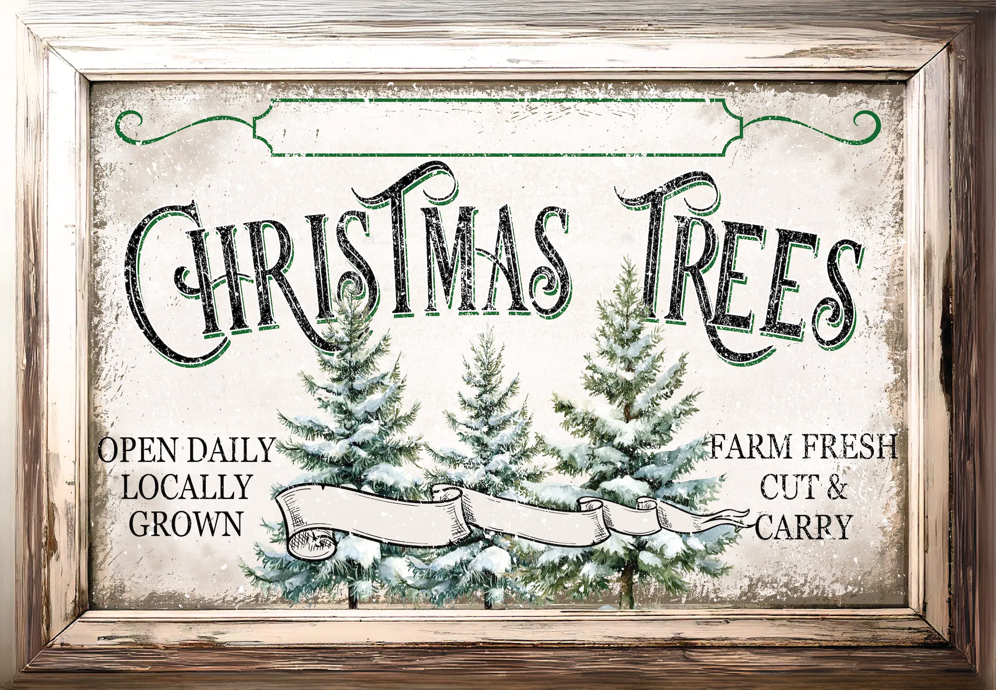 Personalized Rustic Christmas Tree Canvas – Custom Farm Fresh Holiday Decor