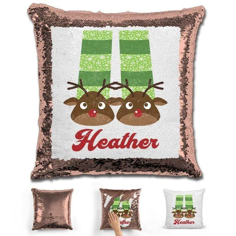Personalized Slippers And Pajamas Christmas Magic Sequin Pillow