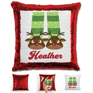 Personalized Slippers And Pajamas Christmas Magic Sequin Pillow