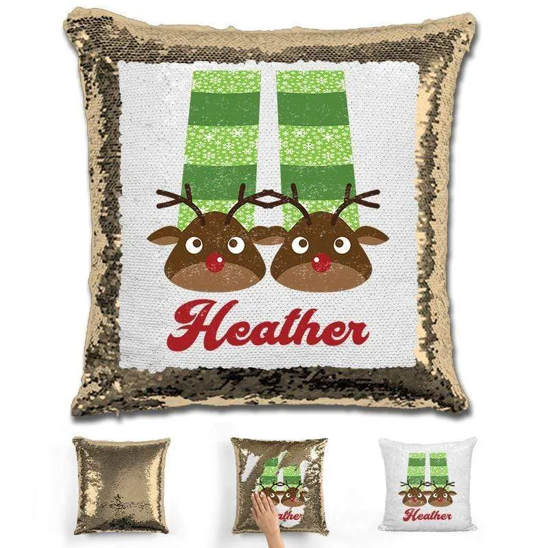 Personalized Slippers And Pajamas Christmas Magic Sequin Pillow
