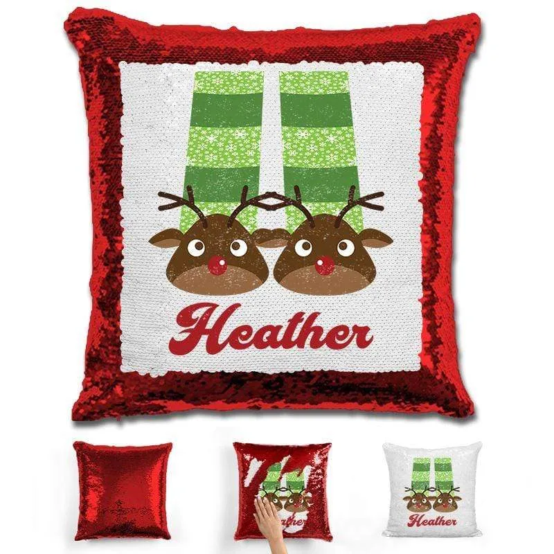 Personalized Slippers And Pajamas Christmas Magic Sequin Pillow
