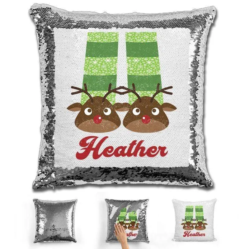 Personalized Slippers And Pajamas Christmas Magic Sequin Pillow