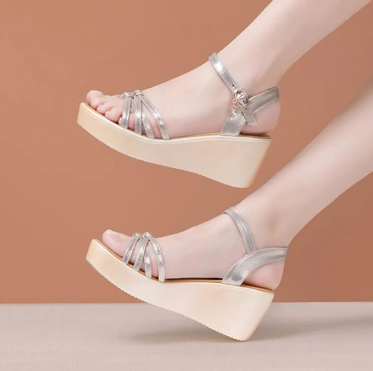 Petite Feet Women's Wedge Heel Ankle Strap Sandals MS359