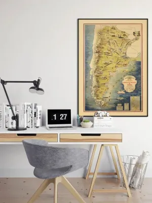 Pictorial Map of Argentina| Argentina Vintage Maps Wall Decor