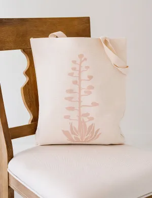 Pink Agave Bloom Linen Tote Bag, College Student Gift, Mother's Day Gift,Christmas Gift