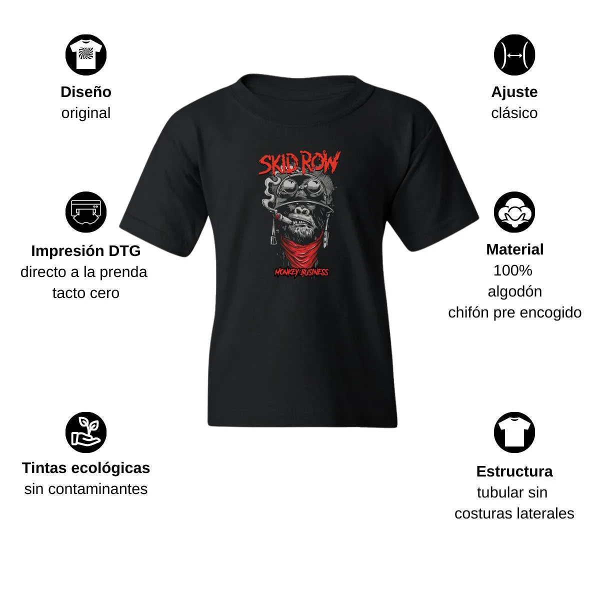 Playera Niño Niña Rock Skid Row Monkey Business 1014