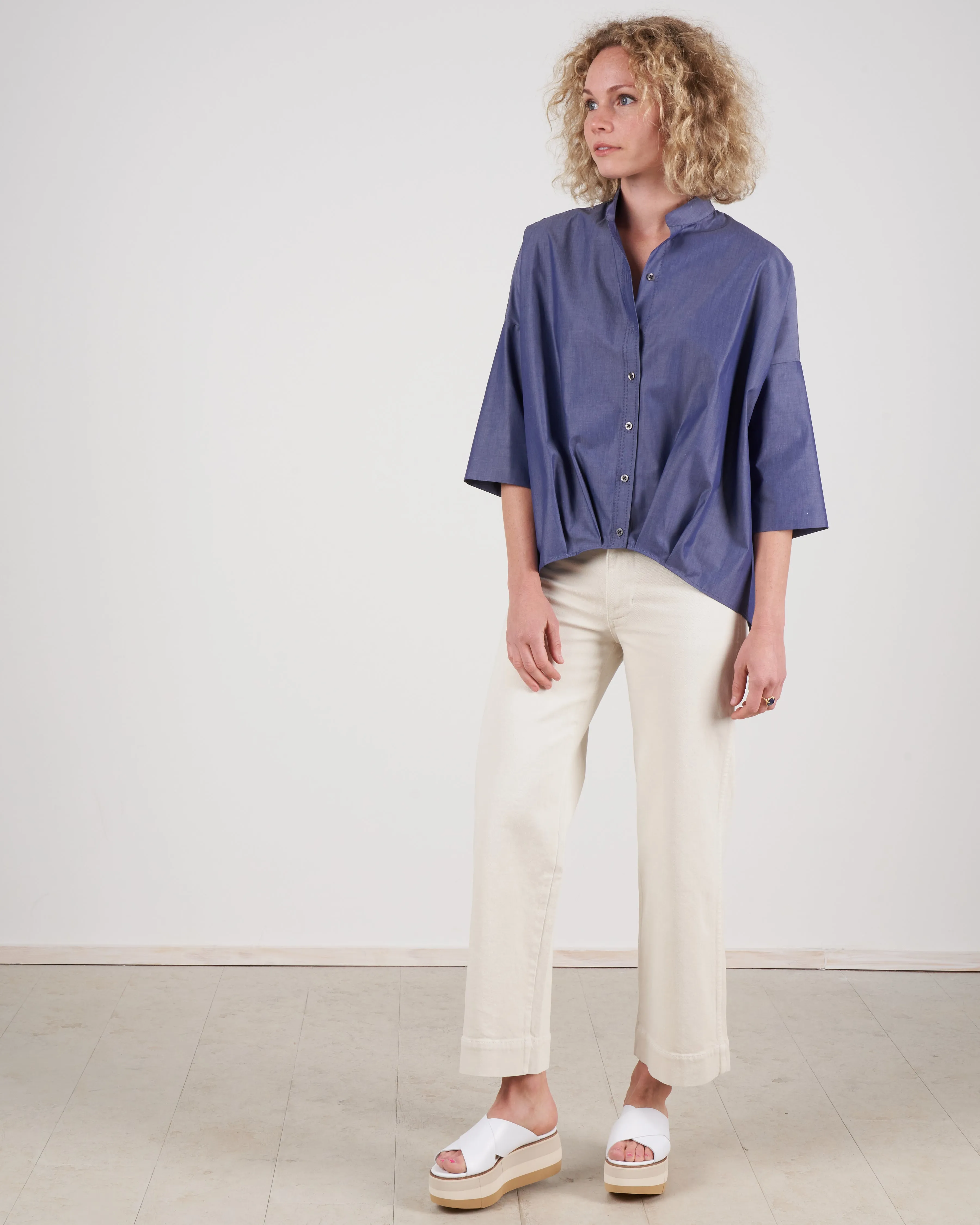 pleat hem kimono - indigo