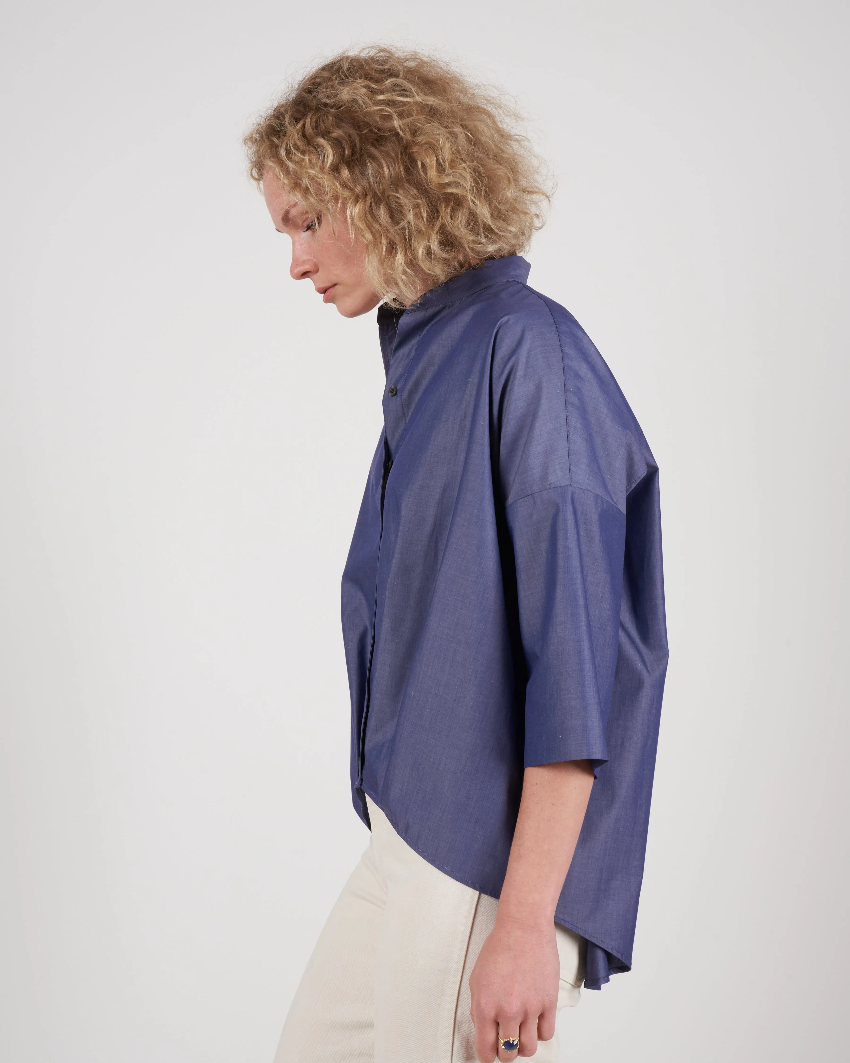 pleat hem kimono - indigo