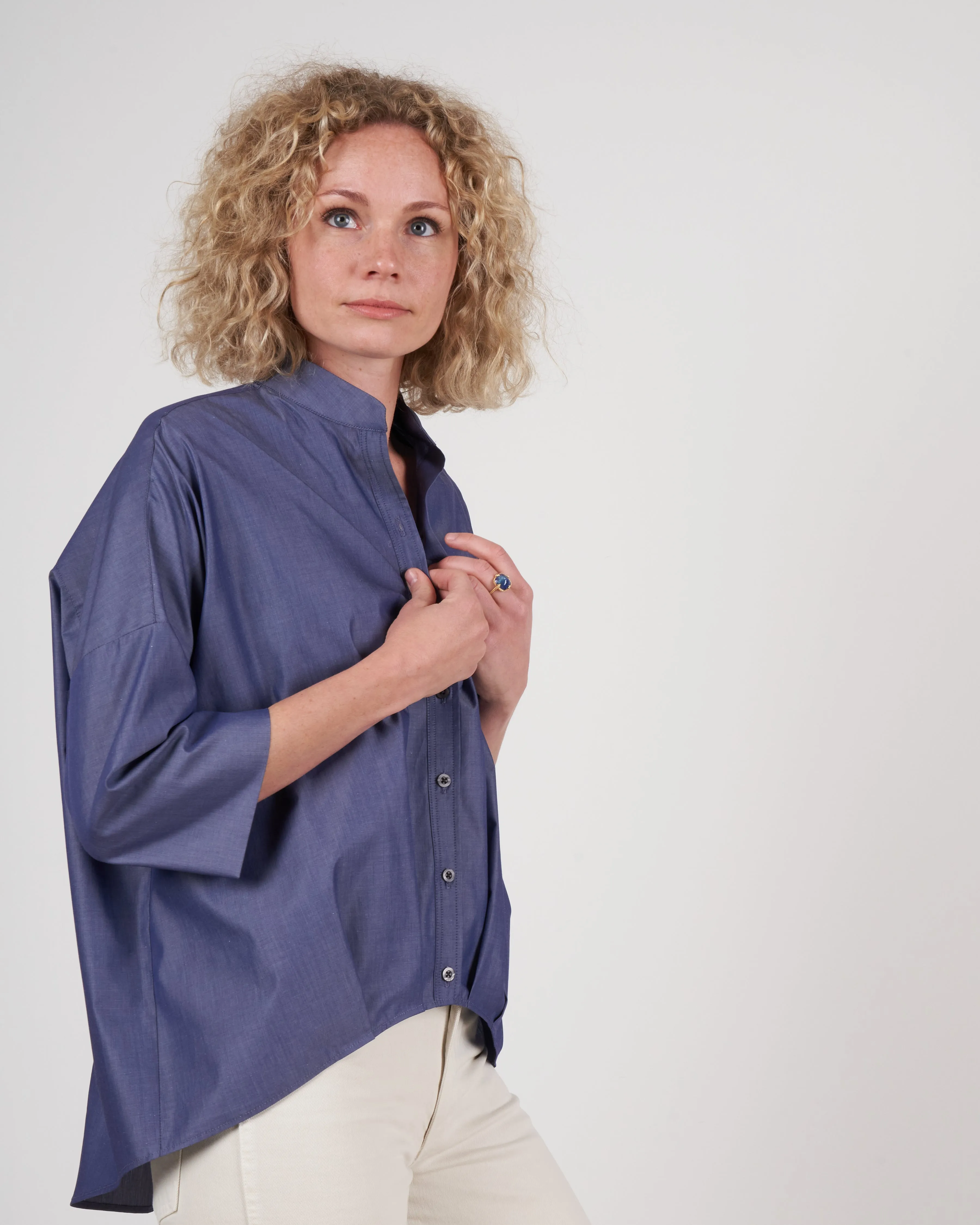 pleat hem kimono - indigo