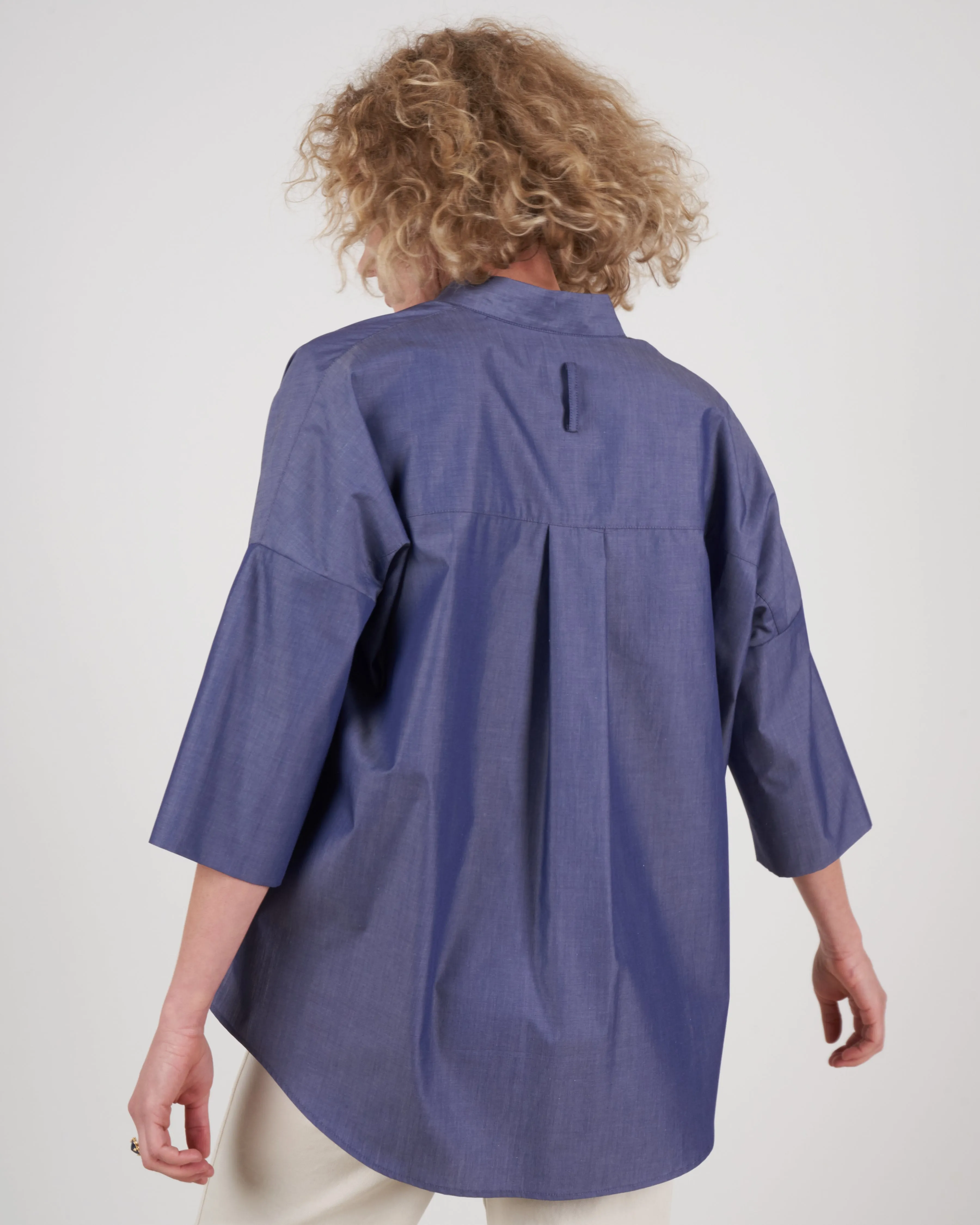 pleat hem kimono - indigo