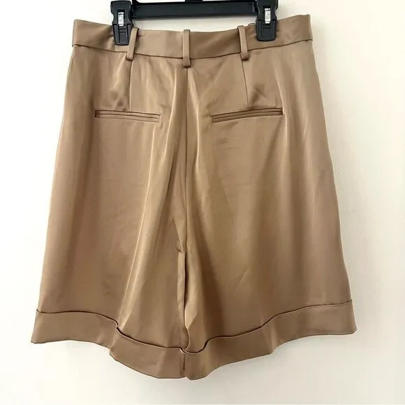 Polo Ralph Lauren High Rose Cuffed Satin Shorts in Gold Tan Size 4 NWT
