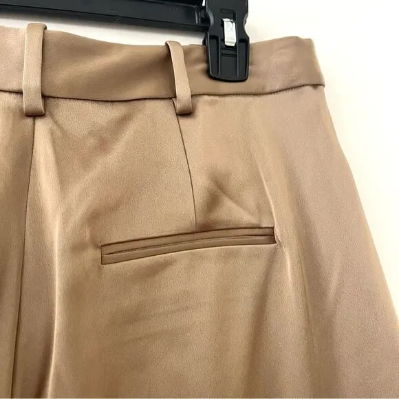 Polo Ralph Lauren High Rose Cuffed Satin Shorts in Gold Tan Size 4 NWT