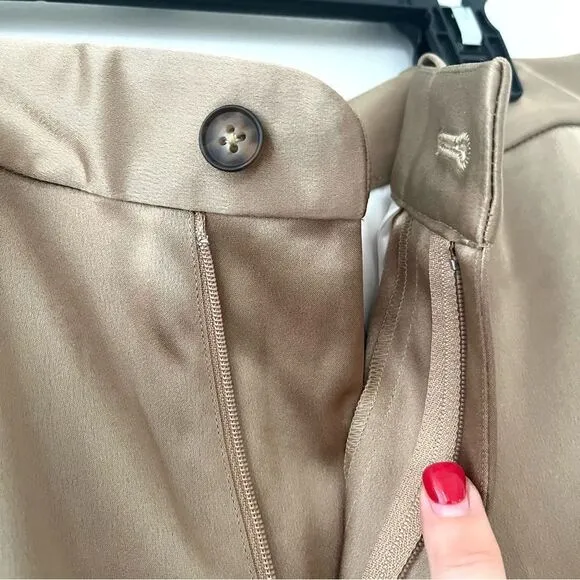 Polo Ralph Lauren High Rose Cuffed Satin Shorts in Gold Tan Size 4 NWT
