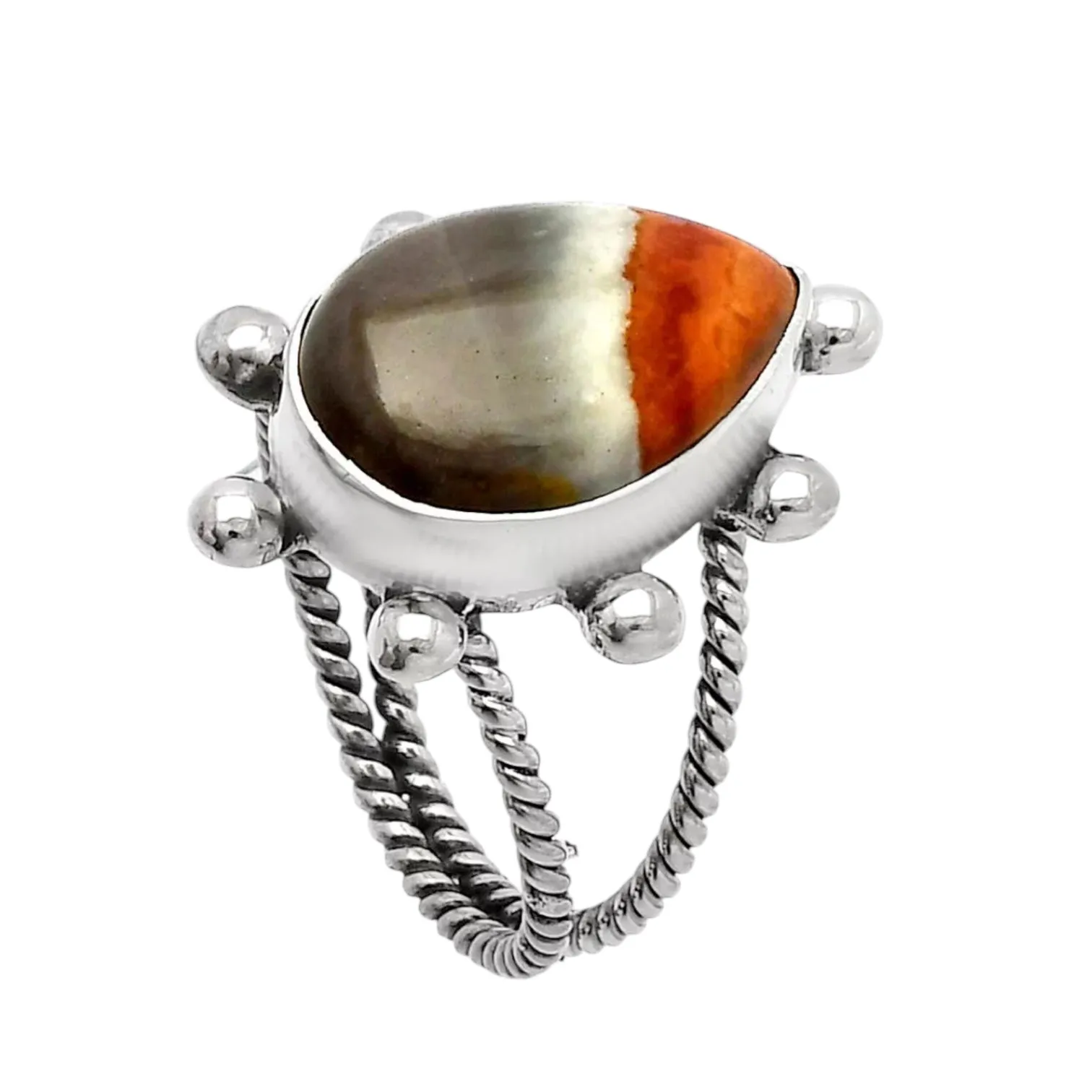 Polychrome Jasper Solid 925 Sterling Silver Ring 7