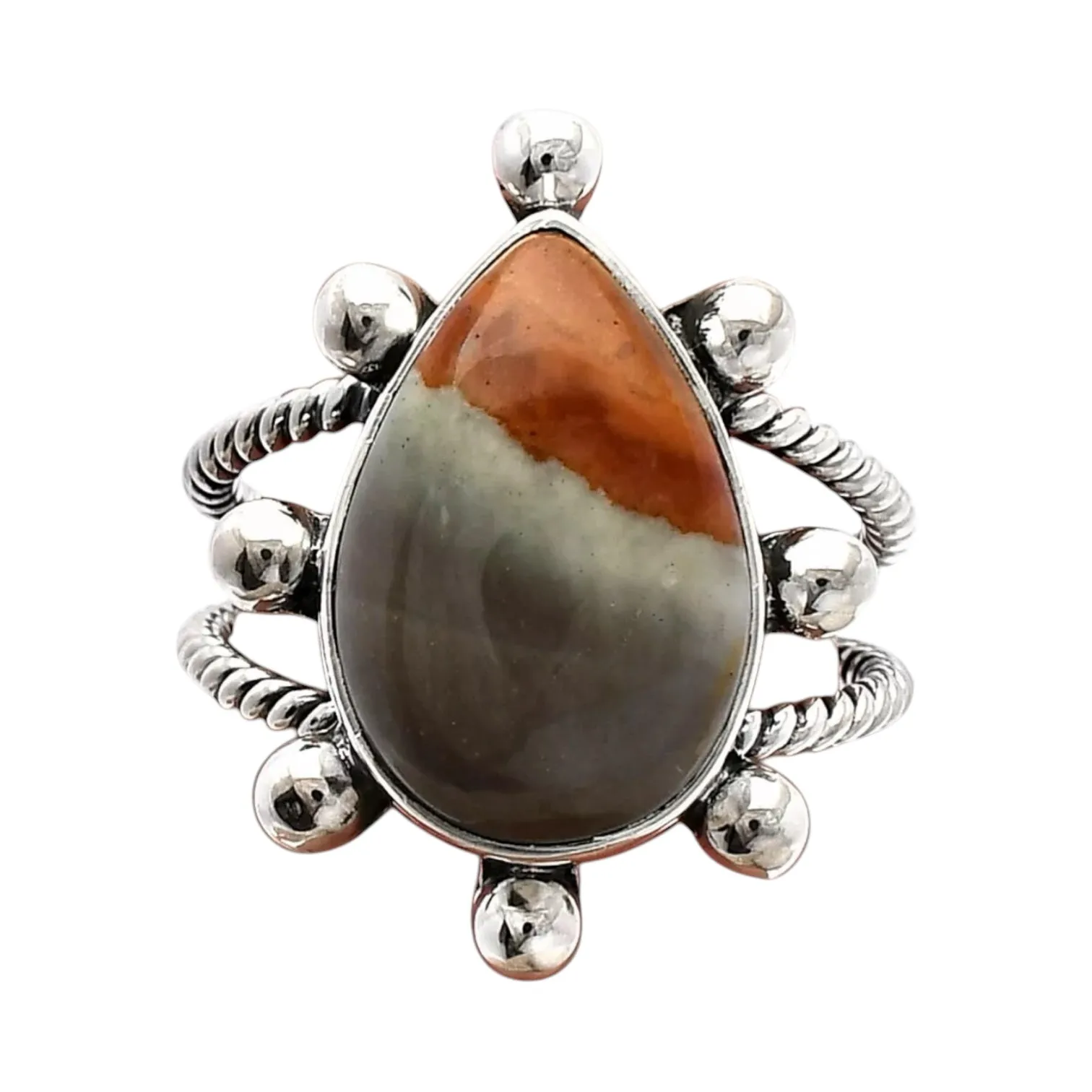 Polychrome Jasper Solid 925 Sterling Silver Ring 7