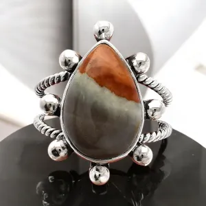 Polychrome Jasper Solid 925 Sterling Silver Ring 7