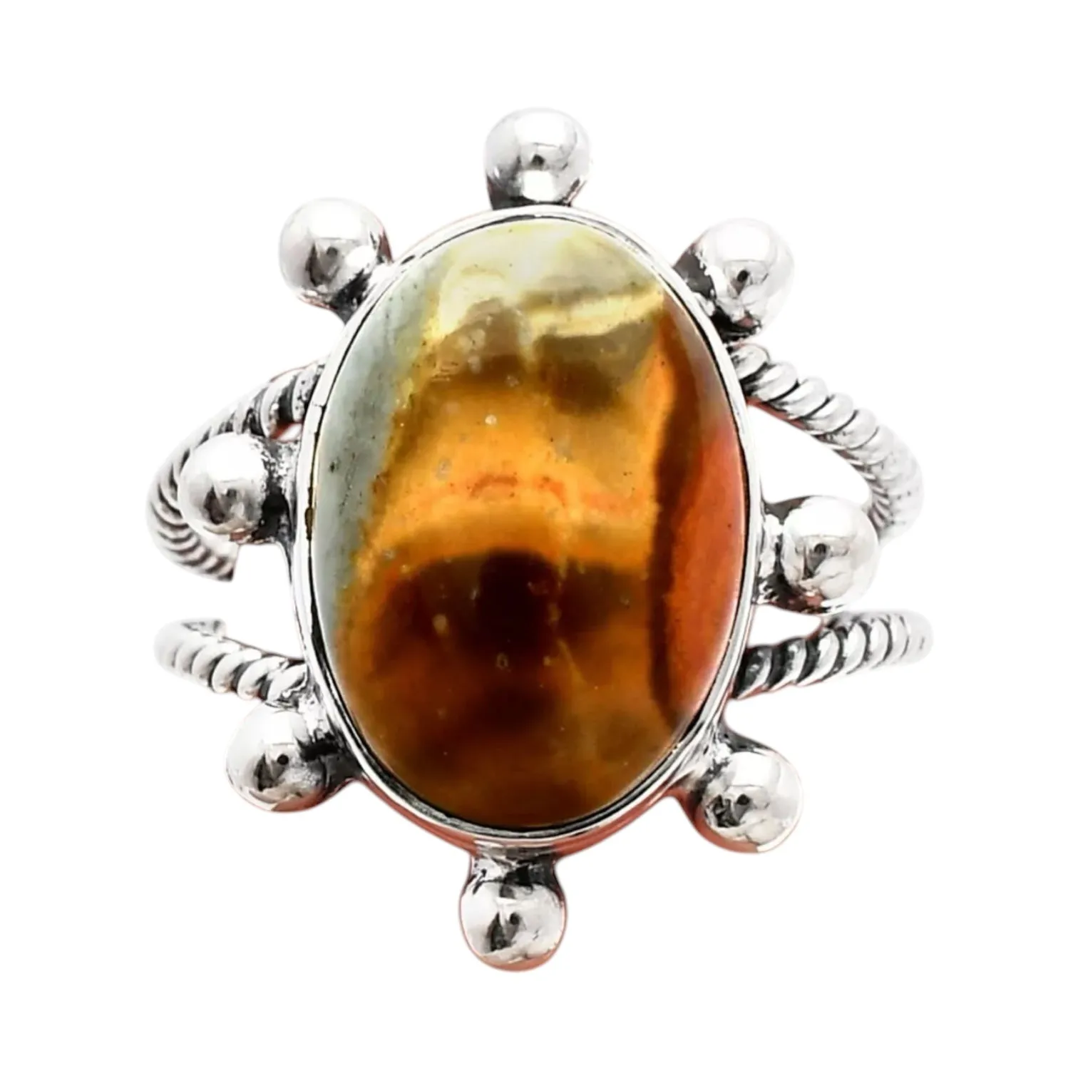 Polychrome Jasper Solid 925 Sterling Silver Ring 9