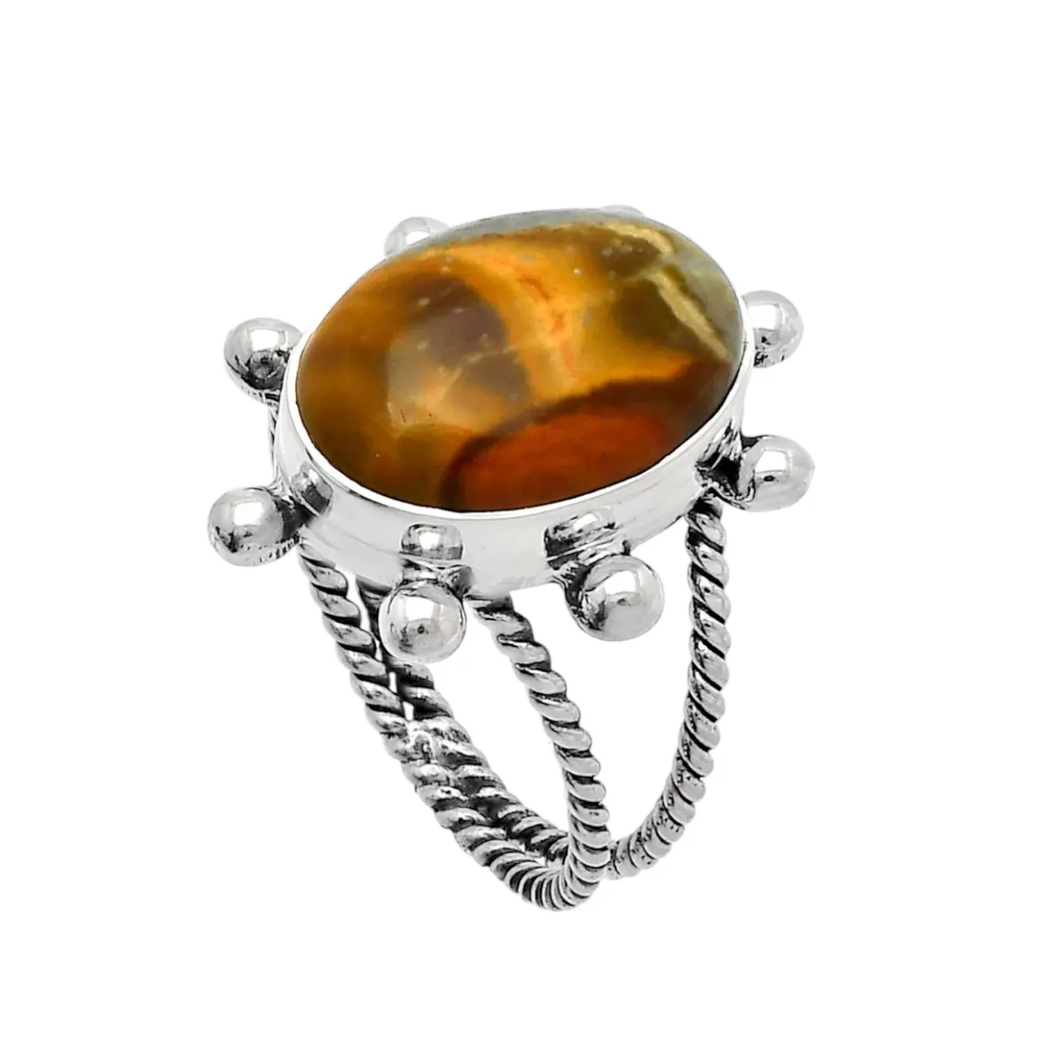 Polychrome Jasper Solid 925 Sterling Silver Ring 9