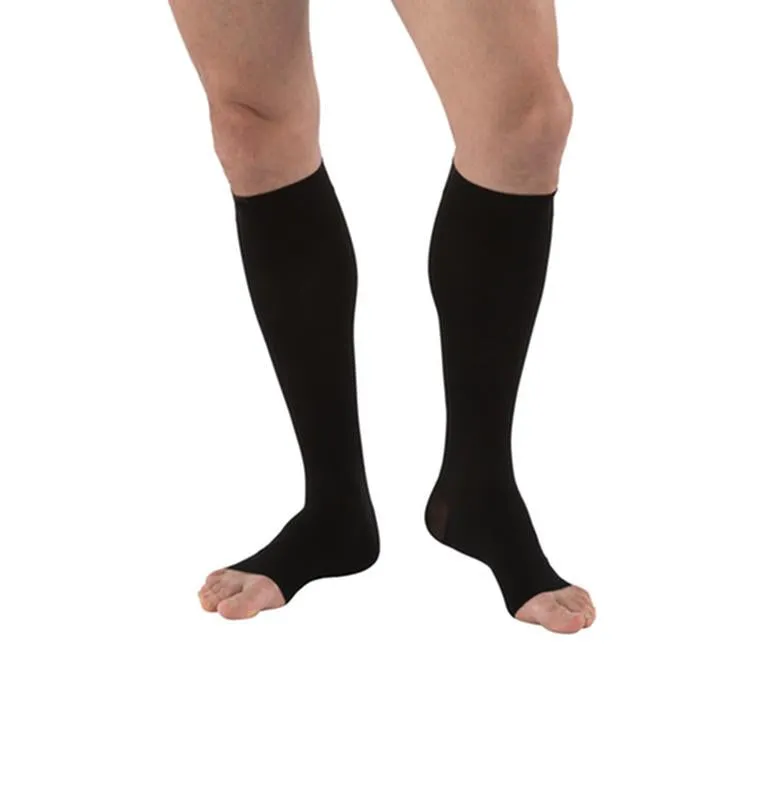 PR/1 JOBST MEDICAL LEG WEAR, MEN, KNEE HIGH, RIBBED, 20-30MMHG, LG, FULL CALF, BLACK, OPEN TOE