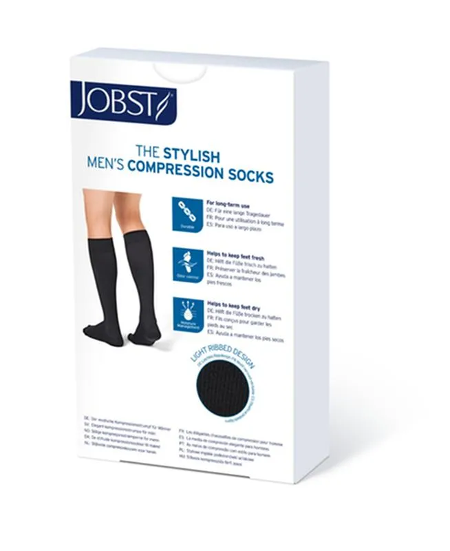 PR/1 JOBST MEDICAL LEG WEAR, MEN, KNEE HIGH, RIBBED, 20-30MMHG, XL, BLACK, CLOSED TOE