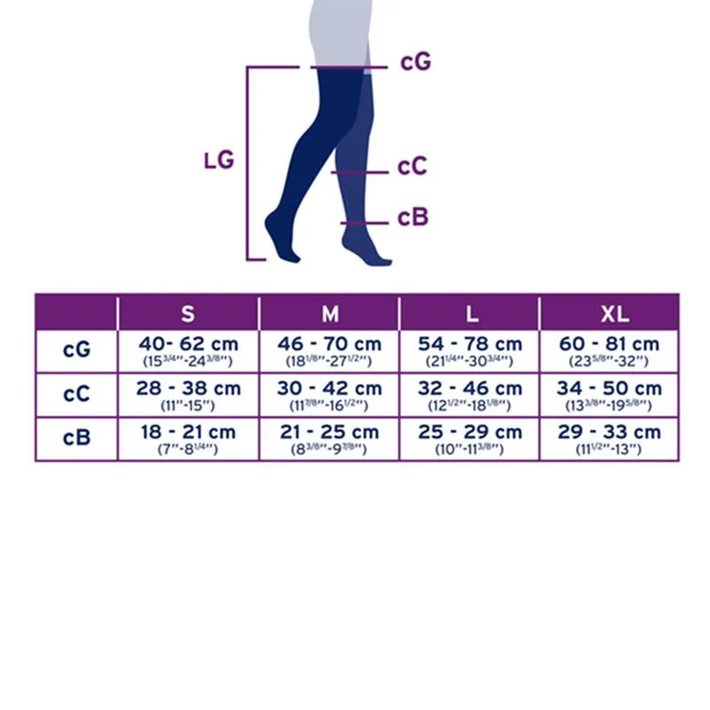 PR/1 JOBST MEDICAL LEG WEAR, MEN, RIBBED, THIGH HIGH W/SIL DOT BAND, 20-30MMHG, MD, BLACK, CLOSED TOE