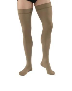 PR/1 JOBST MEDICAL LEG WEAR, MEN, RIBBED, THIGH HIGH W/SIL DOT BAND, 30-40MMHG, MD, KHAKI, CLOSED TOE