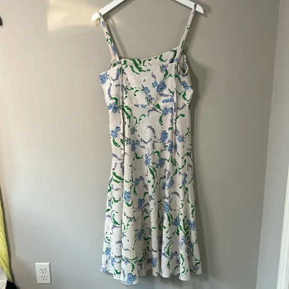Prabal Gurung Dress Collective Floral Side Ruffle Spring Ivory Midi Dress Sz 12