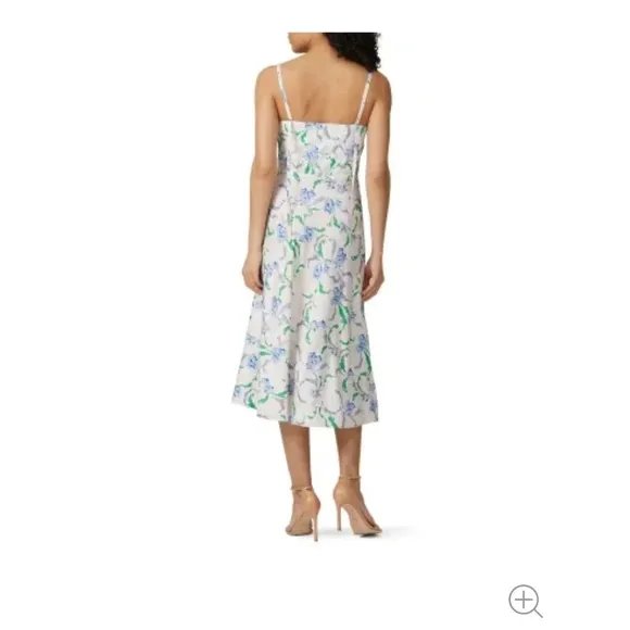 Prabal Gurung Dress Collective Floral Side Ruffle Spring Ivory Midi Dress Sz 12
