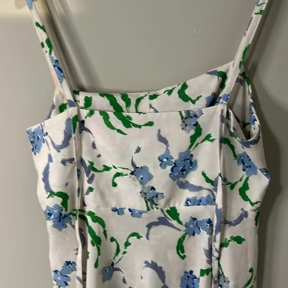 Prabal Gurung Dress Collective Floral Side Ruffle Spring Ivory Midi Dress Sz 12