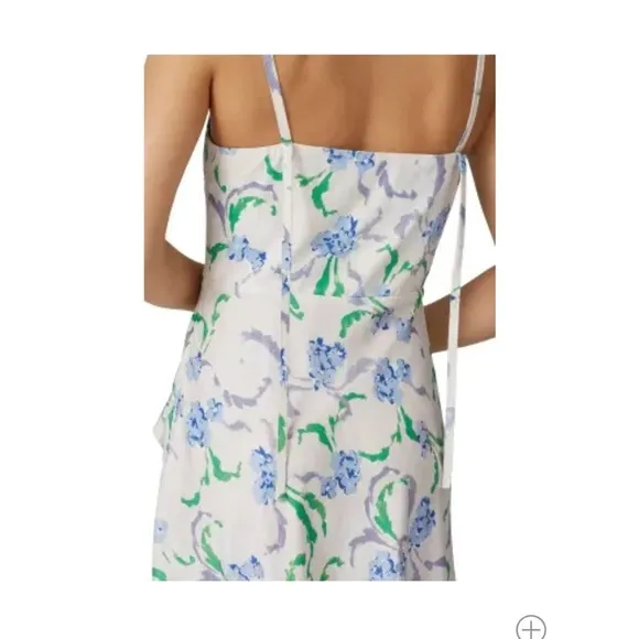 Prabal Gurung Dress Collective Floral Side Ruffle Spring Ivory Midi Dress Sz 12
