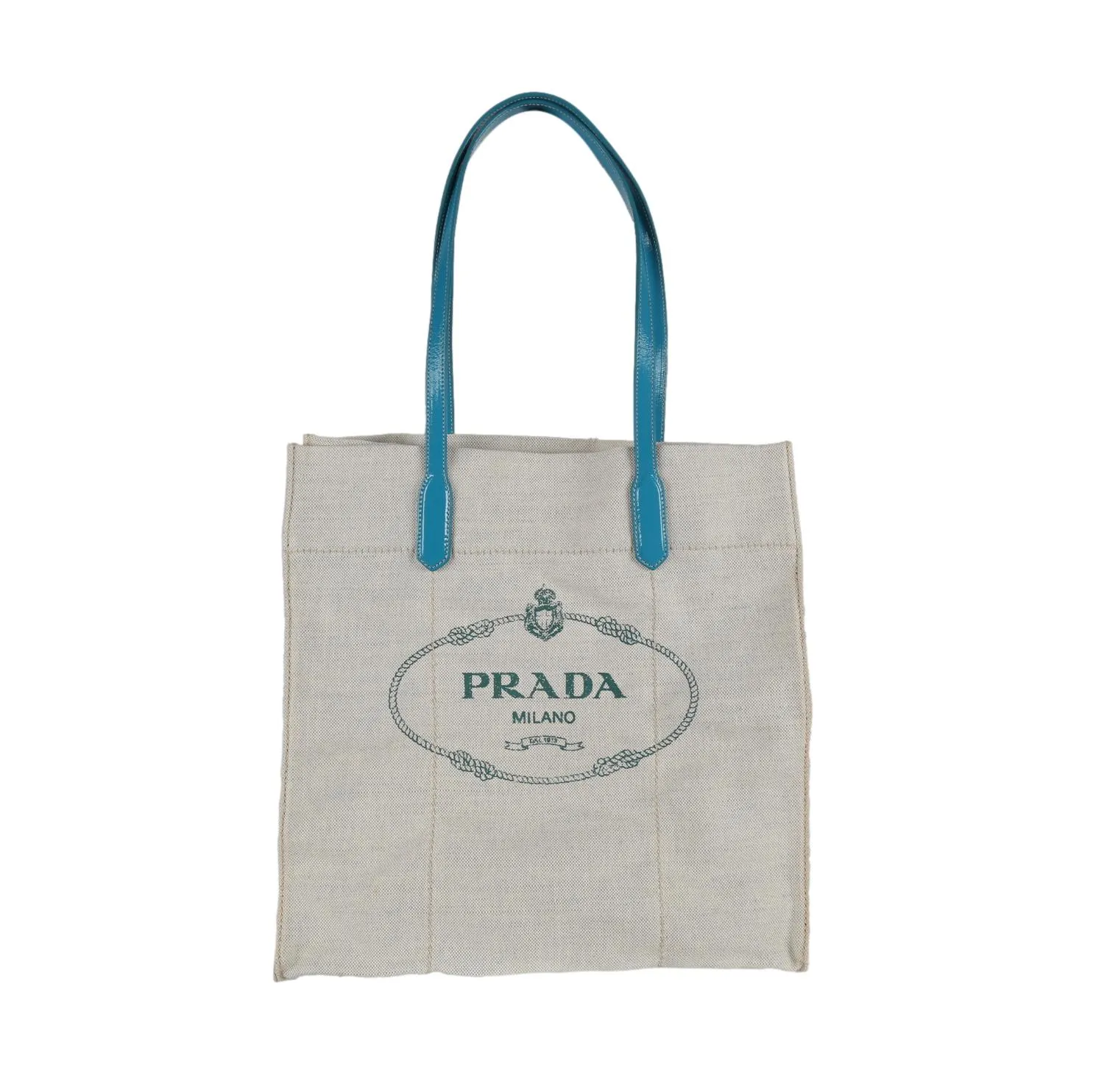Prada Blue Canvas Shoulder Tote