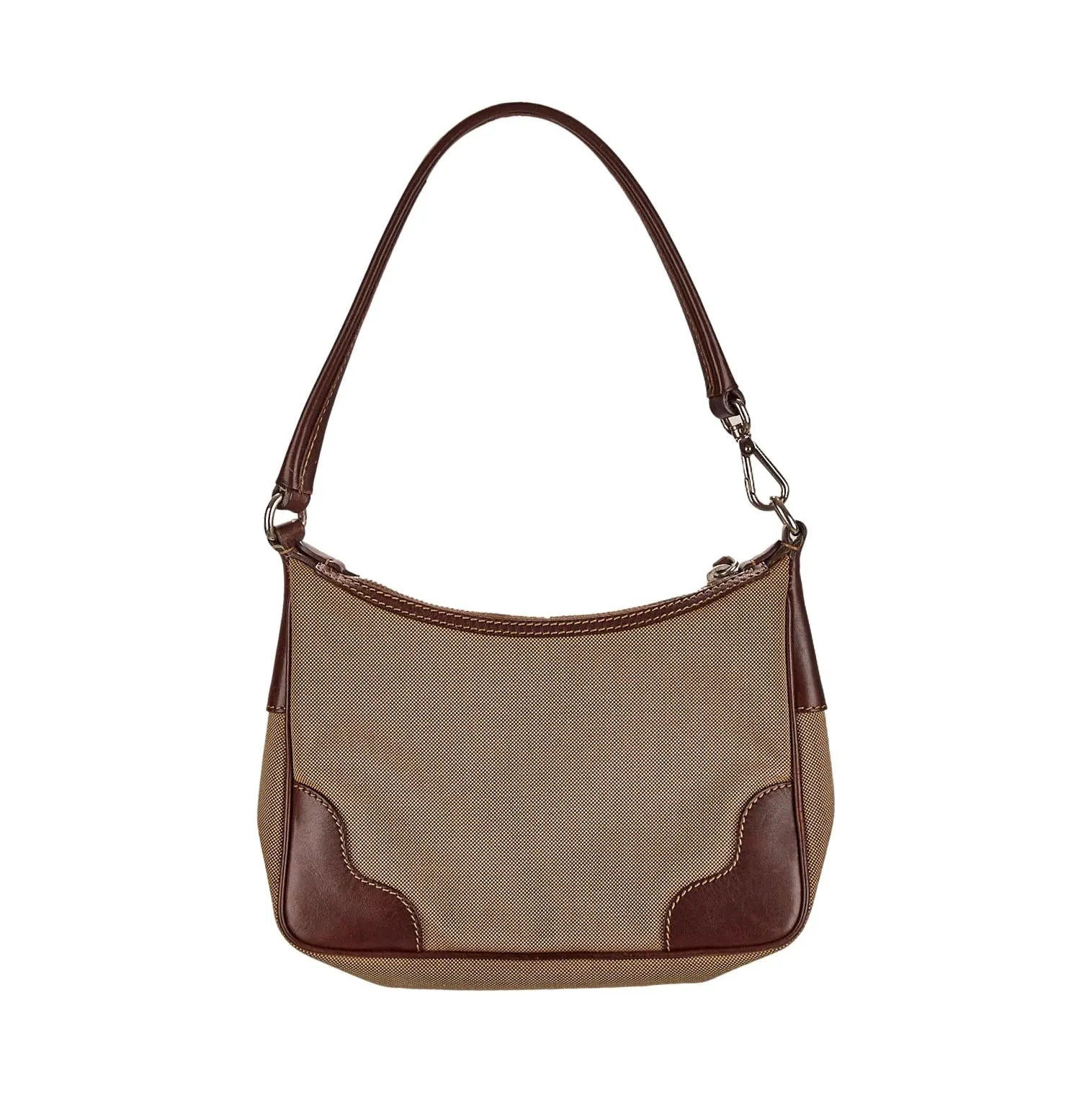 Prada Brown Canvas Logo Shoulder Bag