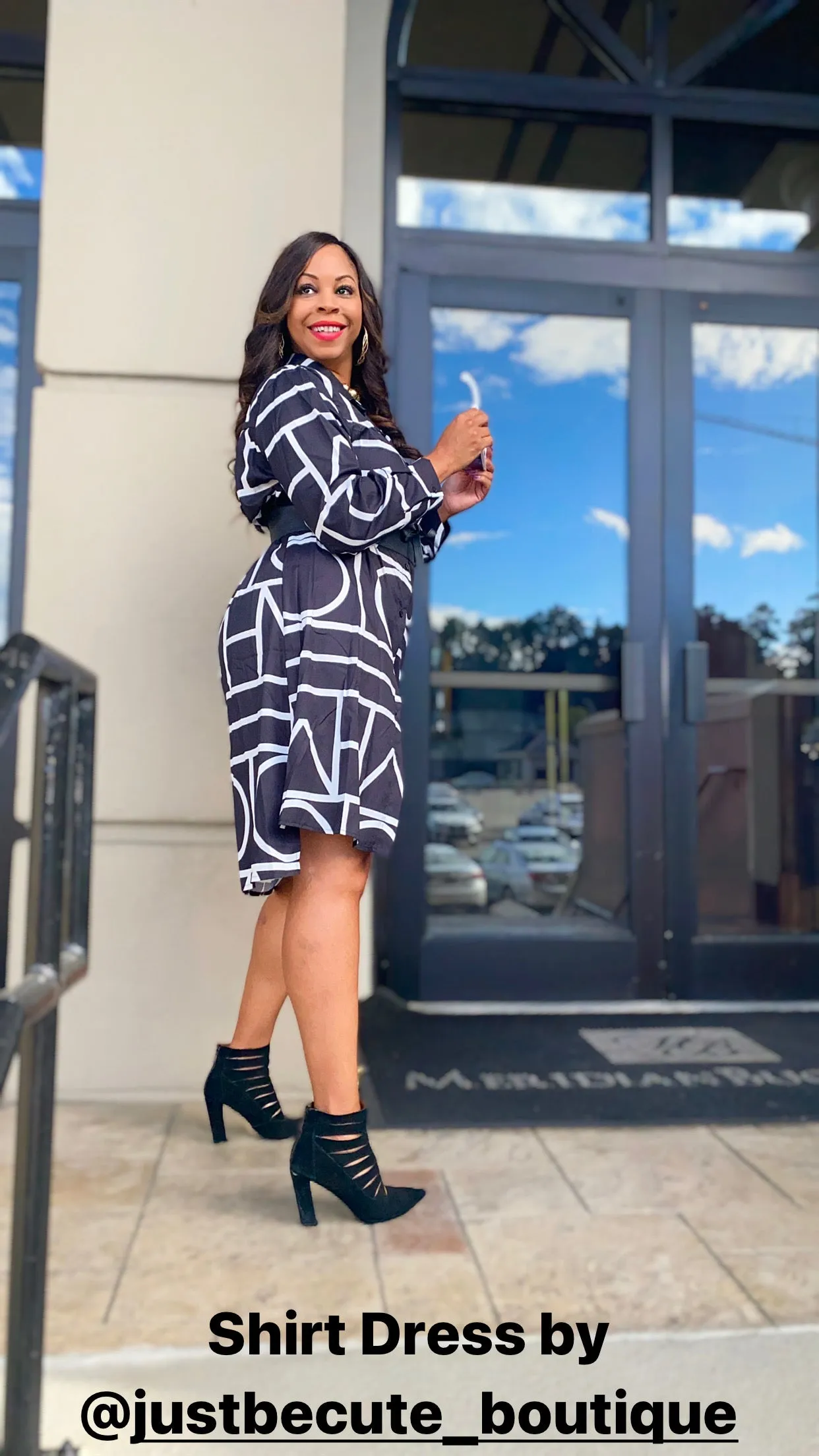Print Collar Shirt Dress ‼️Belts sold separately!