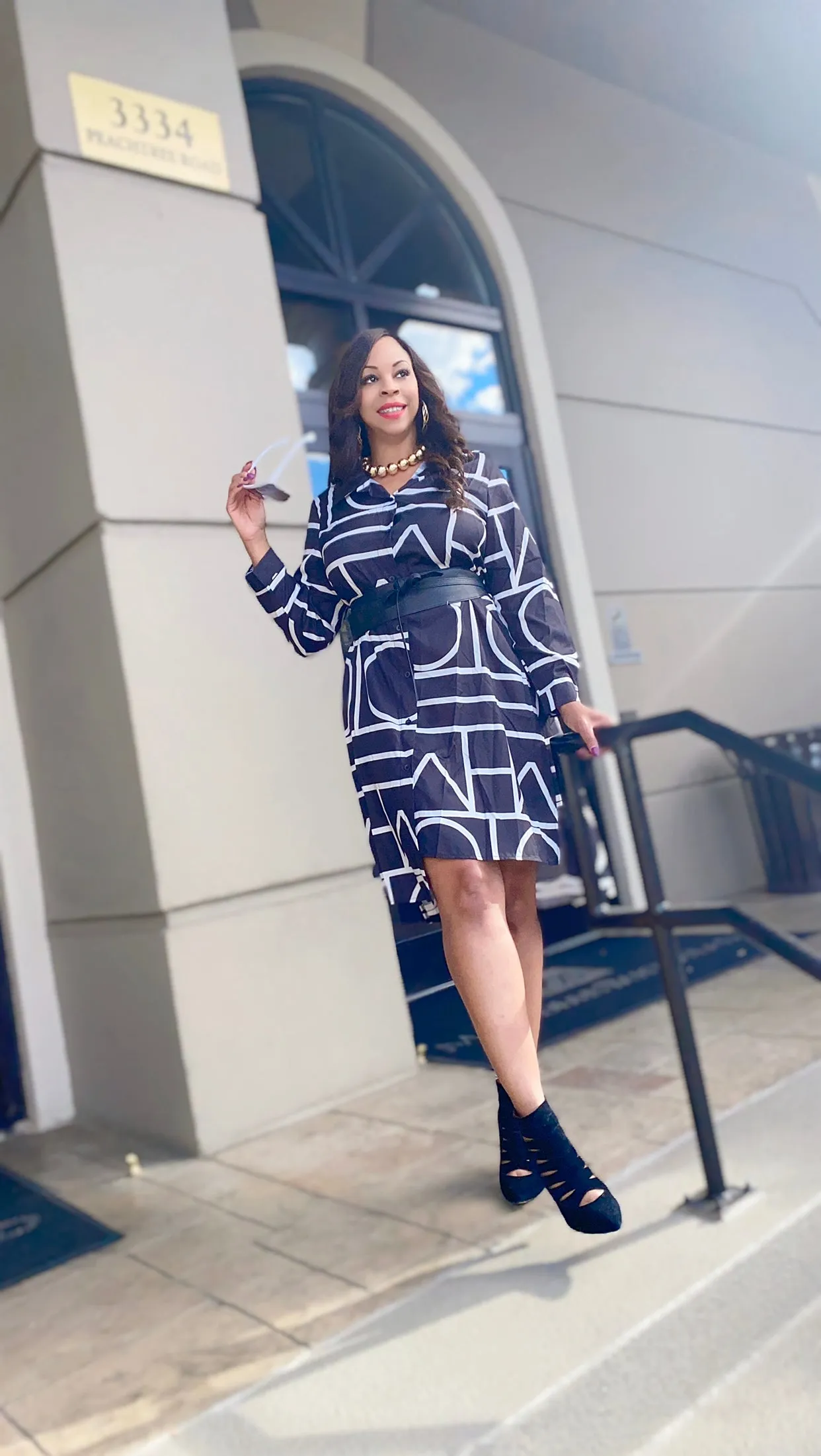 Print Collar Shirt Dress ‼️Belts sold separately!