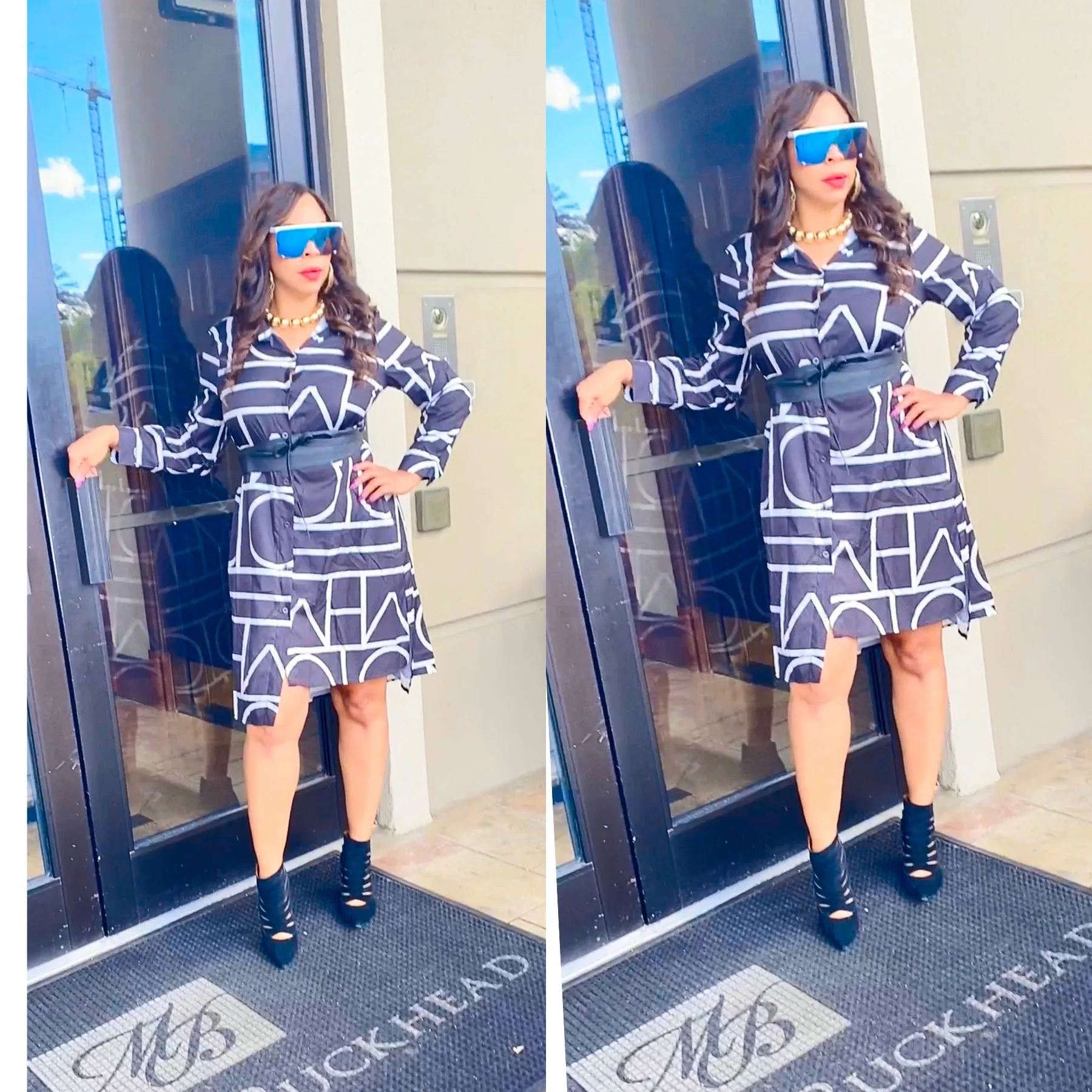 Print Collar Shirt Dress ‼️Belts sold separately!