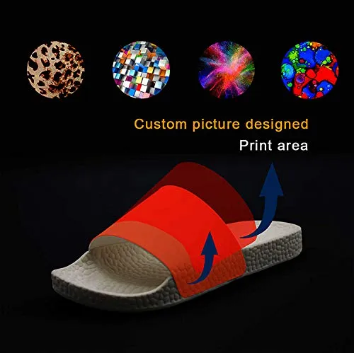 Printed Non-Slip Slipper Slides Flip Flop Sandals Summer Stylish for Womens Black