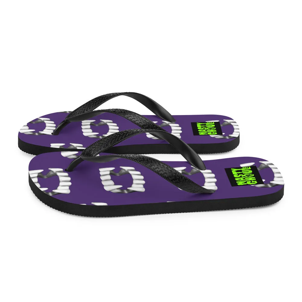 Purple Vampire Teeth Fang Flip-Flops All Over Print