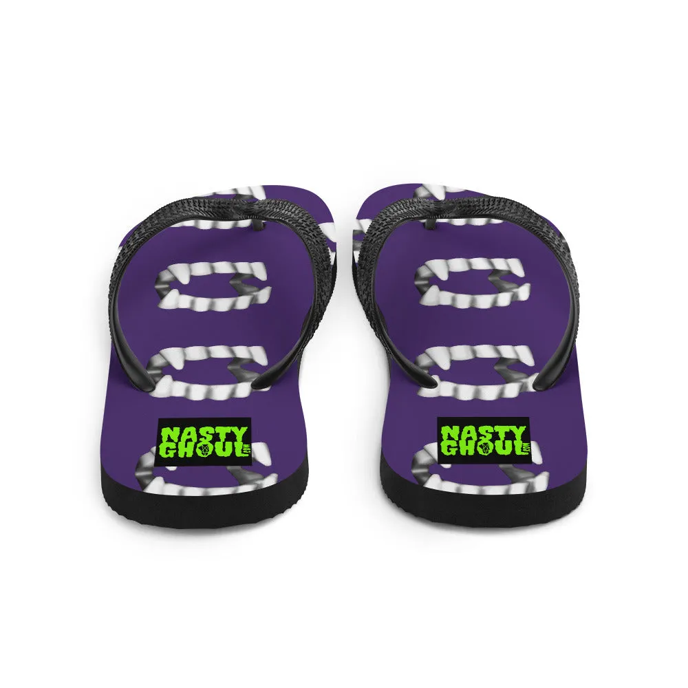 Purple Vampire Teeth Fang Flip-Flops All Over Print