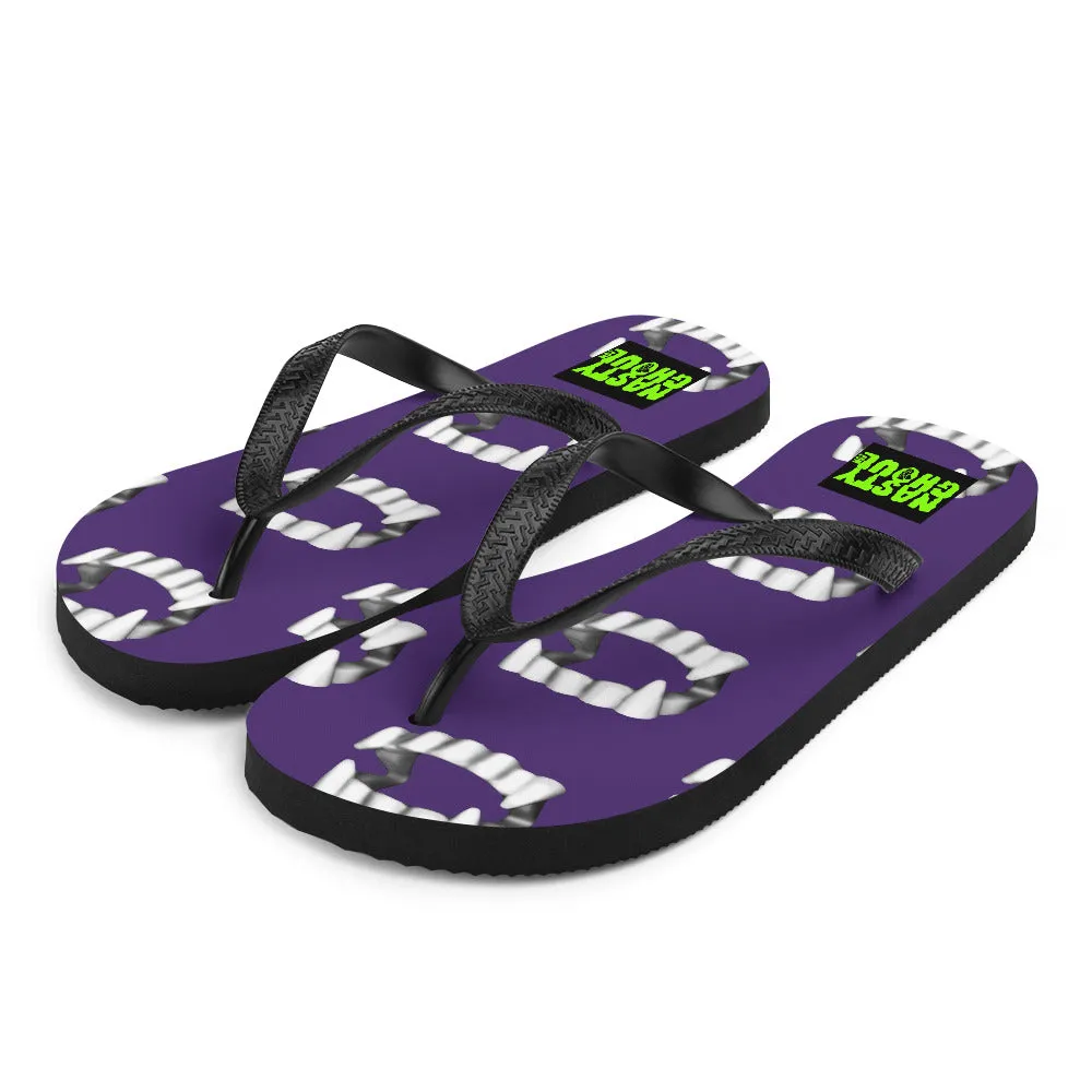 Purple Vampire Teeth Fang Flip-Flops All Over Print