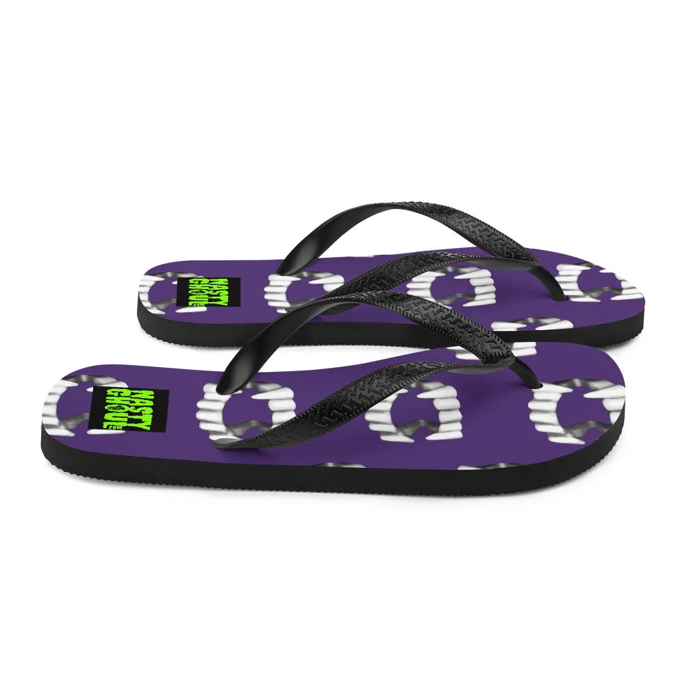 Purple Vampire Teeth Fang Flip-Flops All Over Print