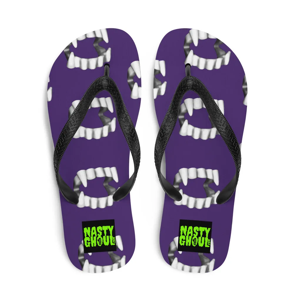Purple Vampire Teeth Fang Flip-Flops All Over Print