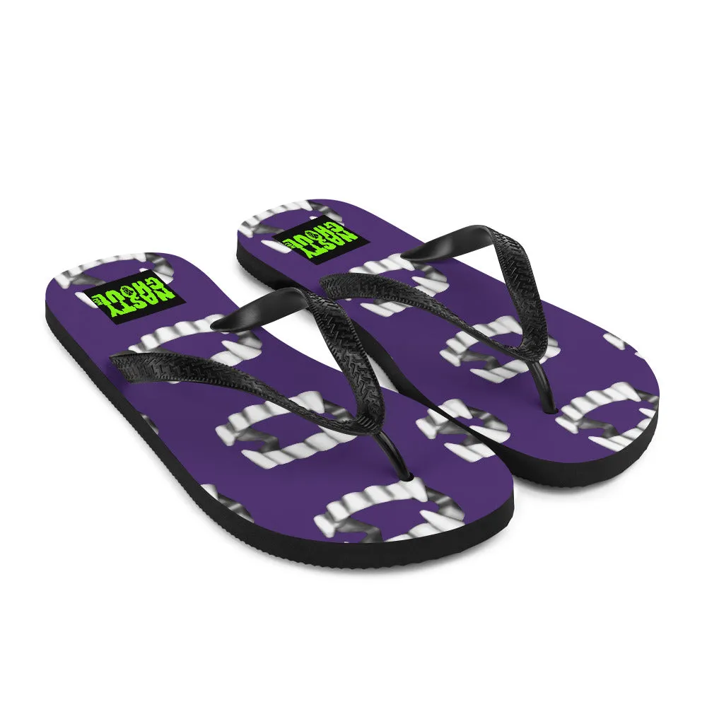 Purple Vampire Teeth Fang Flip-Flops All Over Print