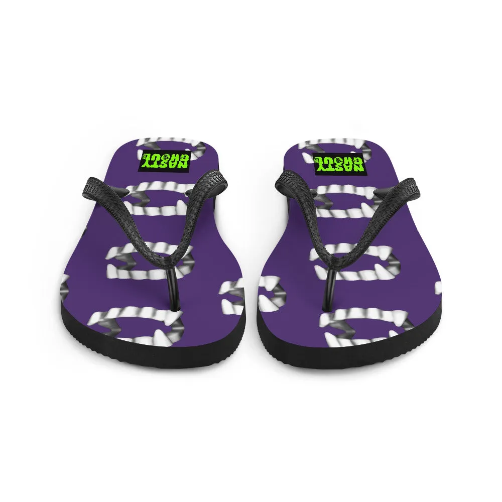 Purple Vampire Teeth Fang Flip-Flops All Over Print